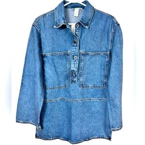 H&M Denim Tunic Jacket, XS, NWT, oversized & unique style Classic Streetwear